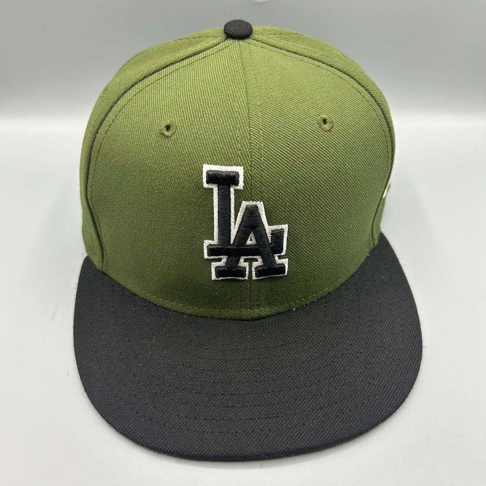 Los Angeles LA Dodgers MLB Hat Men 7 3/8 Green Black 59Fifty New Era Fitted Cap